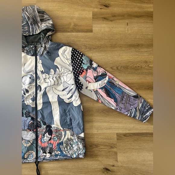 Rebel Vengeance Japanese Skeleton Samurai Windbreaker Jacket, Rare, XXL - NWT - Picture 5 of 11